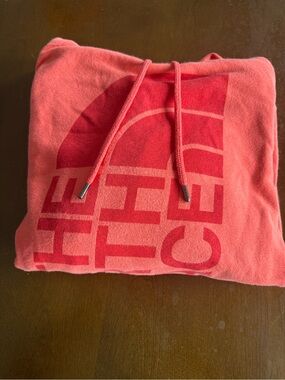 The North Face Coral Pink Hoodie with Red Logo